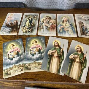 Ephemera Nine Vintage 1962 Catholic Funeral‎ Rememberance Cards 4"x 2.5"